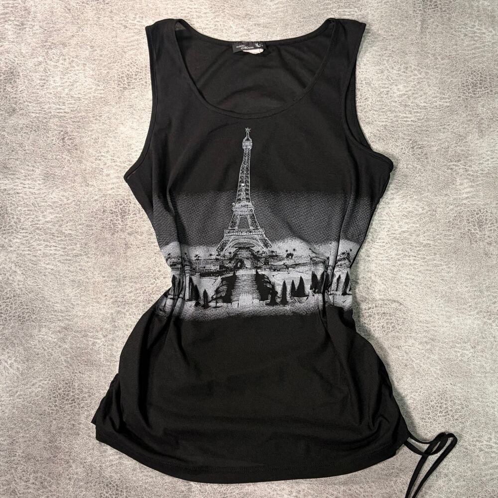 Vintage Black Eiffel Tower Graphic Tank Top